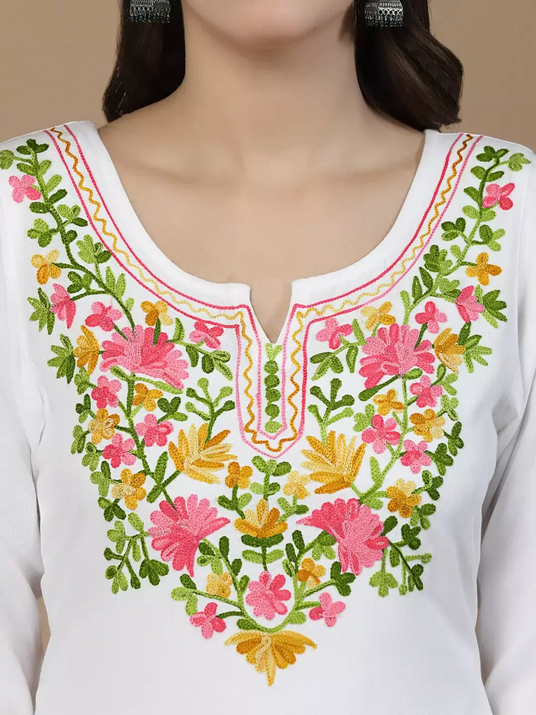 Aylin White Embroidred Kurti - Image 7