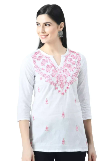 White Chikankari Short Kurti