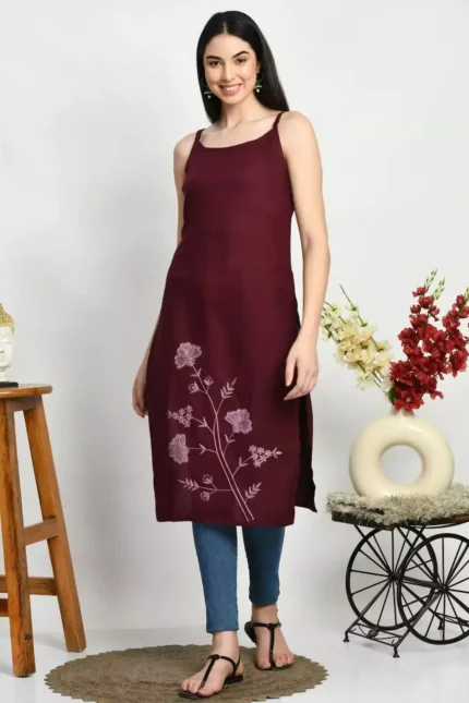Ceren Pashmina Work Sleeveless Kurti